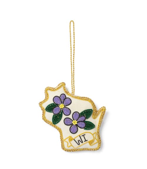 Matr Boomie Matr Boomie Wisconsin State Violet Beaded Fabric Ornament - Embroidered