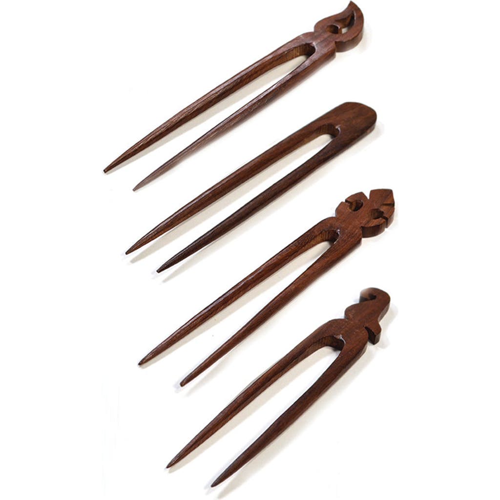 Matr Boomie Matr Boomie Woodcut Hair Pins - Set of 4