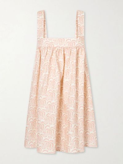 MATTEAU Babydoll printed linen and cotton-blend mini dress