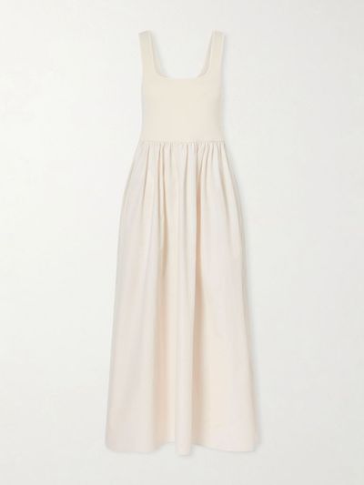 MATTEAU Cotton-poplin and stretch-knit maxi dress