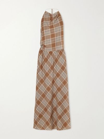 MATTEAU Layered checked cotton-voile midi dress