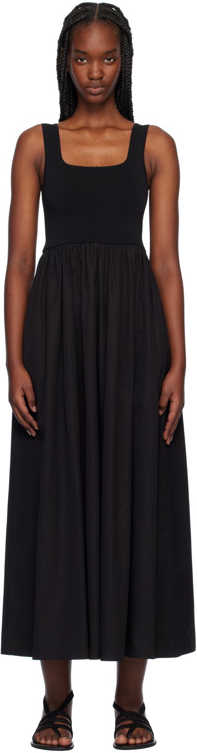 Matteau Matteau Black Knit & Cotton Midi Dress
