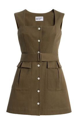 Matthew Bruch Matthew Bruch Apron Cargo Army Cotton Mini Dress