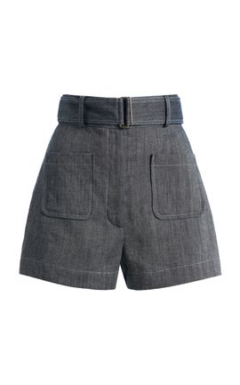 Matthew Bruch Matthew Bruch LinenCotton Denim Belted Shorts