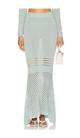 MATTHEW BRUCH MATTHEW BRUCH Striped Mesh Handkerchief Midi Skirt