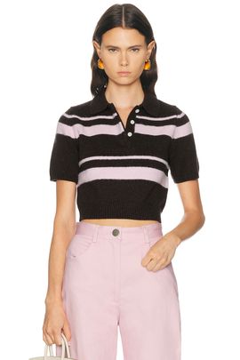 MATTHEW BRUCH MATTHEW BRUCH Striped Mohair Polo Top
