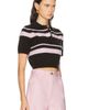 MATTHEW BRUCH MATTHEW BRUCH Striped Mohair Polo Top - 2