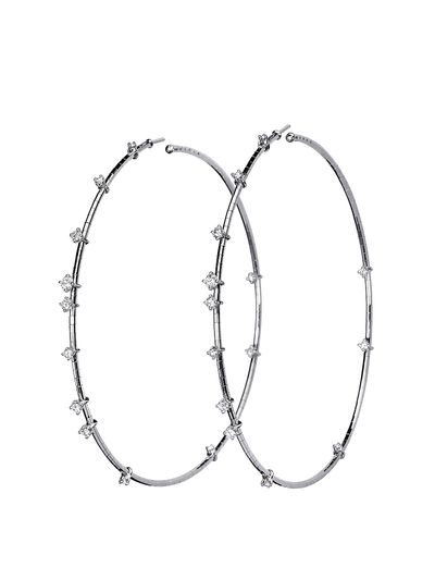 Mattia Cielo Women's Rugiada Diamanti 18K White Gold, Titanium, & 1.10 TCW Diamond Hoop Earrings