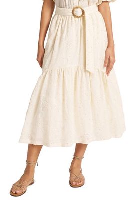 matty m. matty m. Liora Eyelet Belted Midi Skirt