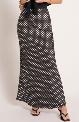 matty m. matty m. Polka Dot Bias Cut Maxi Skirt
