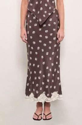 MAUDE CLUB MAUDE CLUB Alexi Floral Print Satin Skirt
