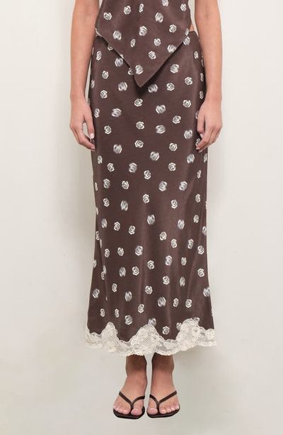 MAUDE CLUB MAUDE CLUB Alexi Floral Print Satin Skirt