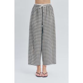 MAUDE CLUB MAUDE CLUB Ari Gingham Ankle Wide Leg Pants