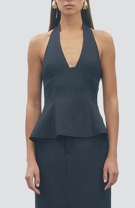 MAUDE CLUB MAUDE CLUB Brynn Peplum Halter Top