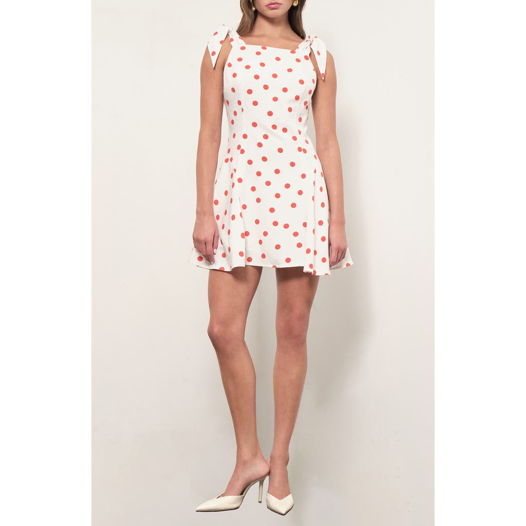 MAUDE CLUB MAUDE CLUB Chelsea Polka Dot Tie Shoulder Minidress