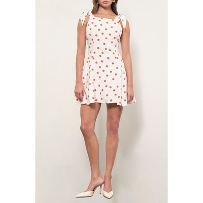 MAUDE CLUB MAUDE CLUB Chelsea Polka Dot Tie Shoulder Minidress