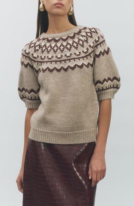 MAUDE CLUB MAUDE CLUB Clayton Fair Isle Puff Sleeve Sweater