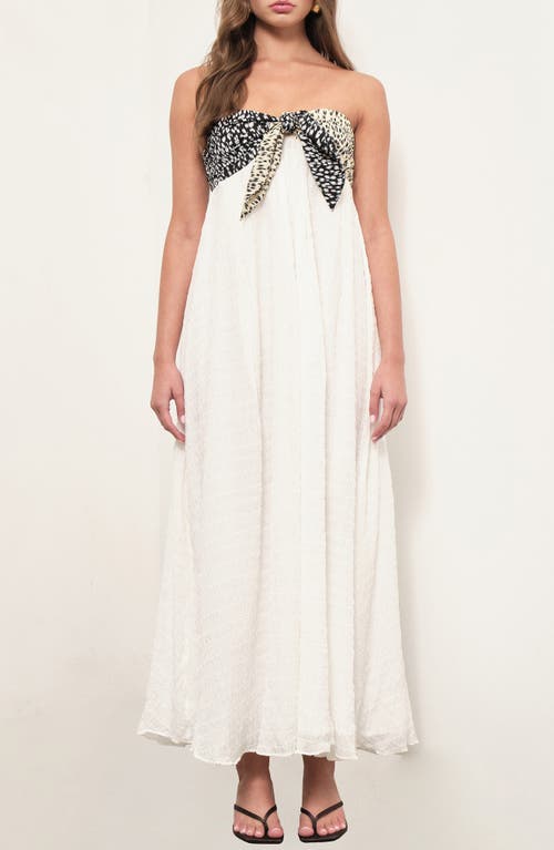 MAUDE CLUB MAUDE CLUB Eloise Front Tie Strapless Maxi Dress