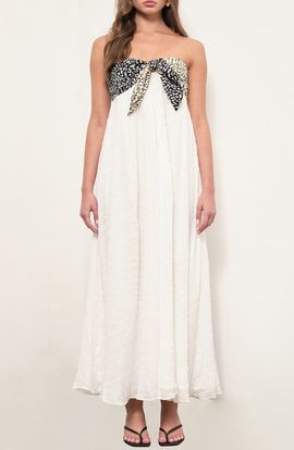 MAUDE CLUB MAUDE CLUB Eloise Front Tie Strapless Maxi Dress