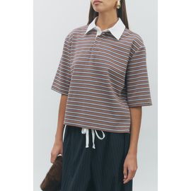 MAUDE CLUB MAUDE CLUB Frankie Striped Polo Top
