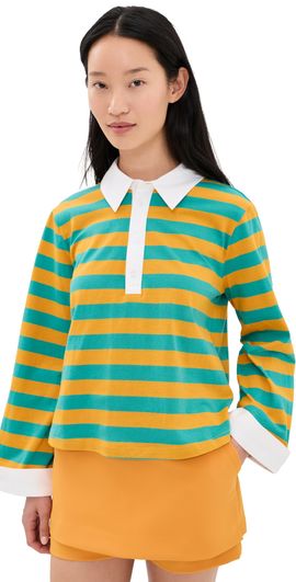 MAUDE CLUB MAUDE CLUB Gabrielle Polo Ocean Yellow Stripe