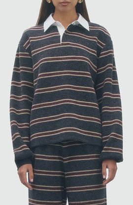 MAUDE CLUB MAUDE CLUB Kate Striped Polo Sweater