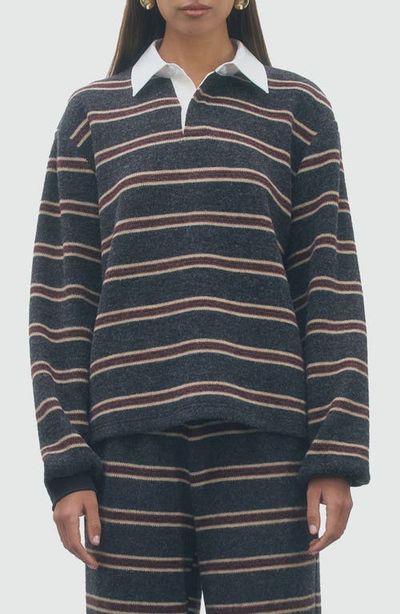 MAUDE CLUB MAUDE CLUB Kate Striped Polo Sweater