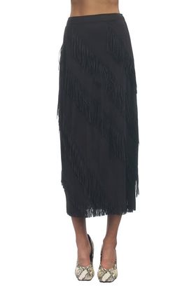 MAUDE CLUB MAUDE CLUB Kellie Fringed Midi Skirt