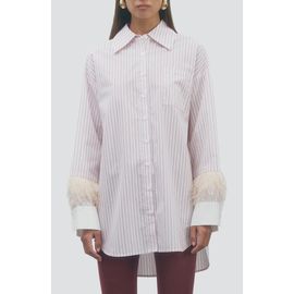 MAUDE CLUB MAUDE CLUB Lottie Cotton Shirt with Feather Trim