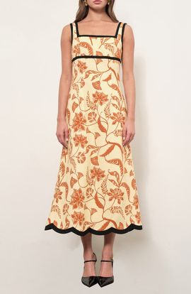MAUDE CLUB MAUDE CLUB Melanie Palm Print Midi Dress
