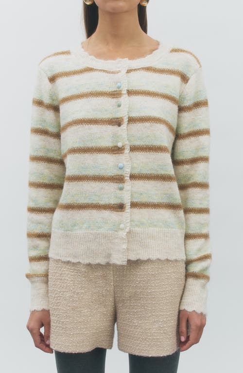 MAUDE CLUB MAUDE CLUB Sage Striped Cardigan