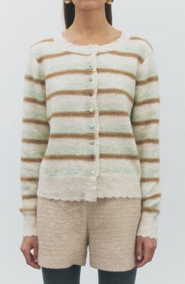 MAUDE CLUB MAUDE CLUB Sage Striped Cardigan