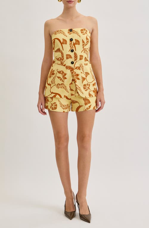 MAUDE CLUB MAUDE CLUB Savannah Print Strapless Button Front Top