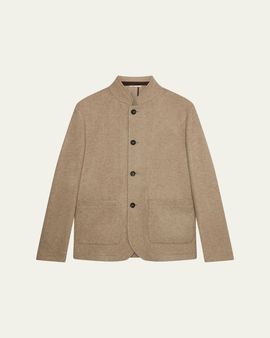 Maurizio Baldassari Men's Cashmere Stand Collar Four-Button Chore Jacket