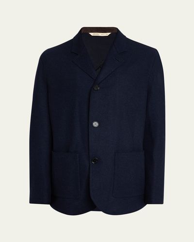 Maurizio Baldassari Men's Wool and Nylon Notch-Lapel Car Coat