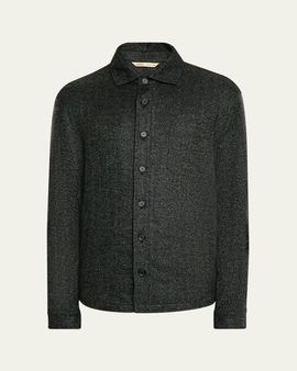 Maurizio Baldassari Men's Wool Silk-Blend Herringbone Overshirt