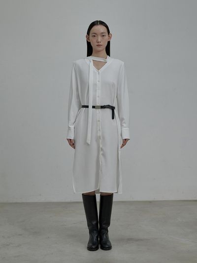 MAUSOLEUM Daniel tie blouse dress - White