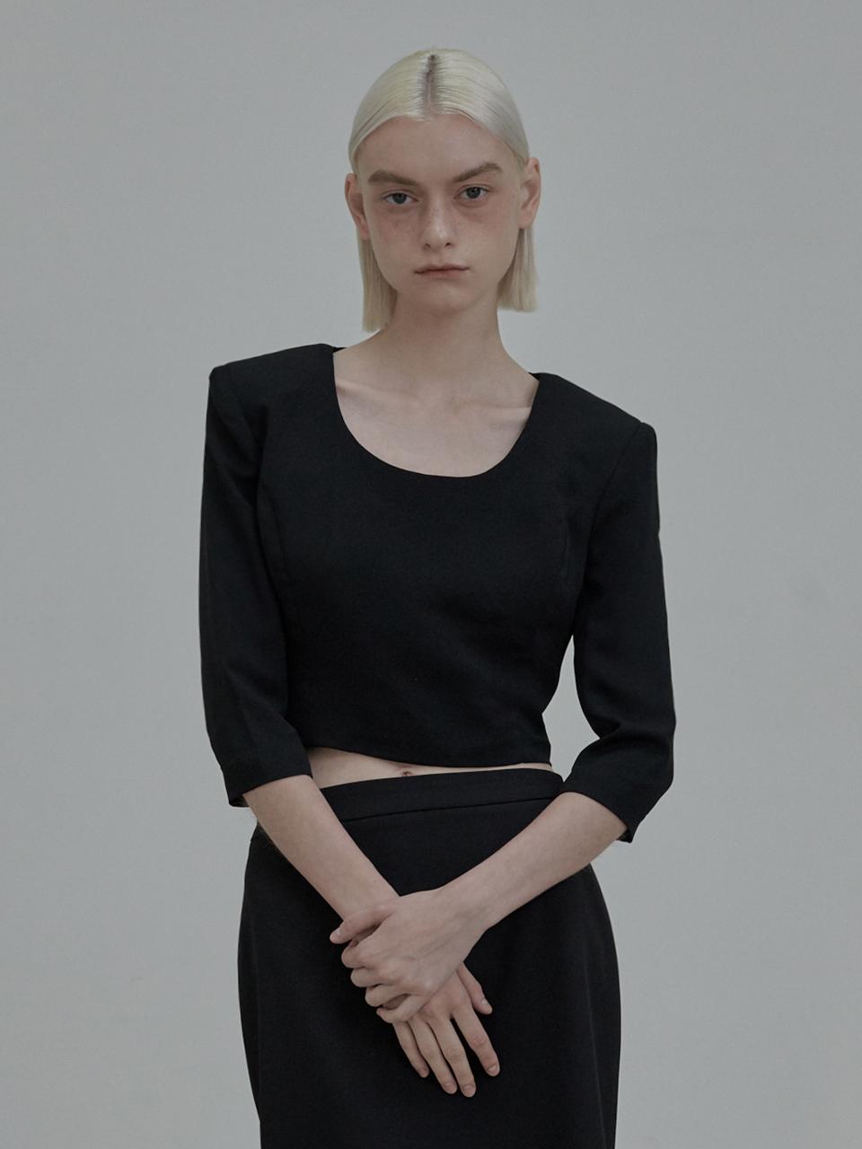 MAUSOLEUM Dominic round neck blouse top - Black