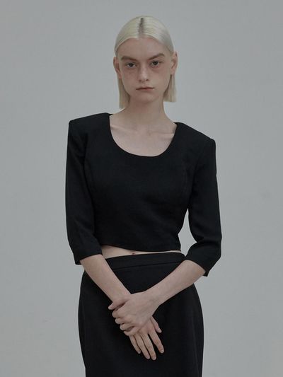 MAUSOLEUM Dominic round neck blouse top - Black