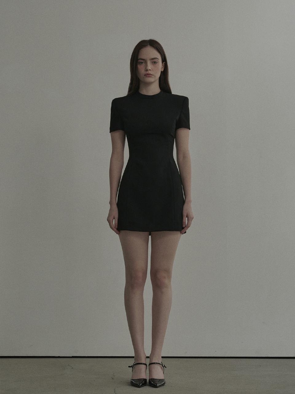 MAUSOLEUM Half Neck Tailored Suit Mini Dress [Black]