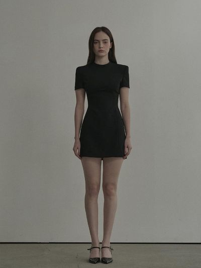MAUSOLEUM Half Neck Tailored Suit Mini Dress [Black]