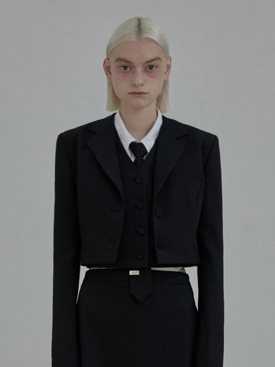 MAUSOLEUM Hugh cropped suit jacket - Black