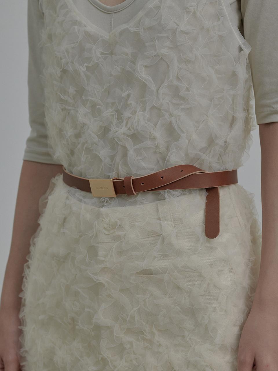 MAUSOLEUM Italian Leather Slim Belt [Black, Brown, Beige]