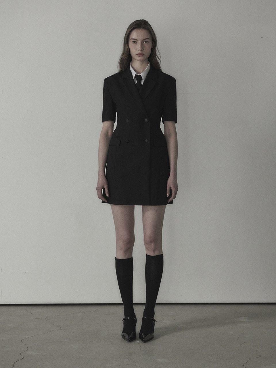 MAUSOLEUM Jenn Half-Sleeve Suit Jacket Dress_Black