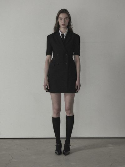 MAUSOLEUM Jenn Half-Sleeve Suit Jacket Dress_Black