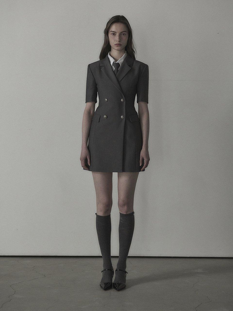 MAUSOLEUM Jenn Half-Sleeve Suit Jacket Dress_Grey