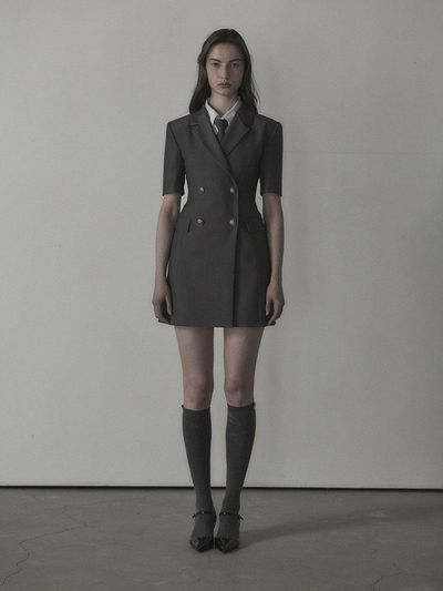 MAUSOLEUM Jenn Half-Sleeve Suit Jacket Dress_Grey