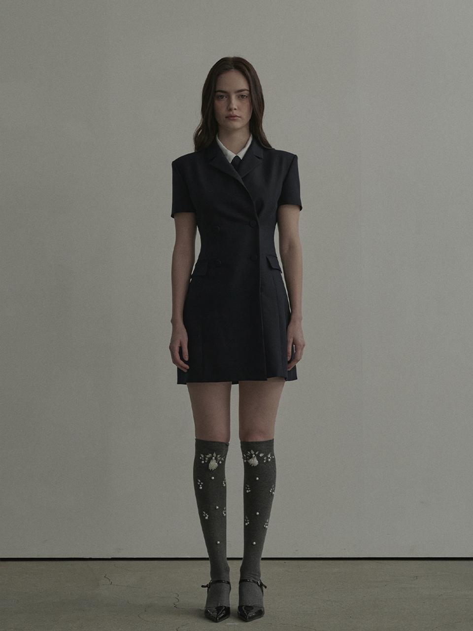 MAUSOLEUM Jenn Half Sleeve Suit Jacket Dress [Navy]