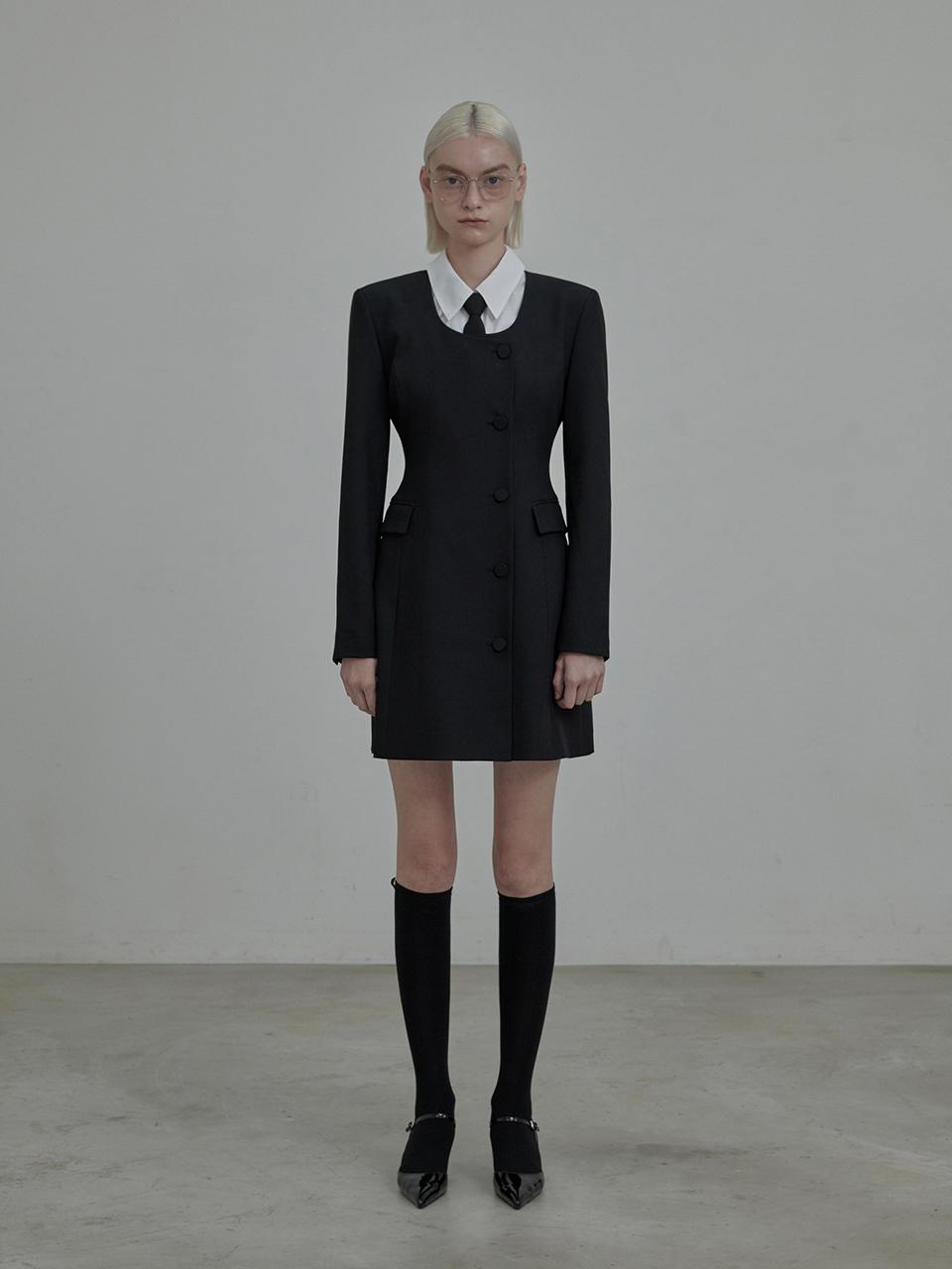 MAUSOLEUM Jenn round neck suit jacket dress - Black