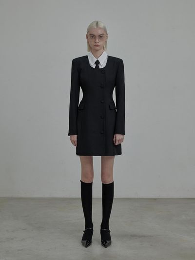 MAUSOLEUM Jenn round neck suit jacket dress - Black